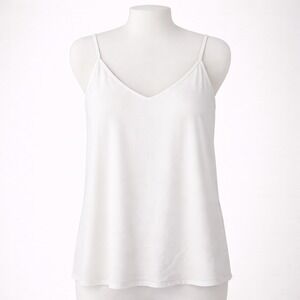 White Linen Sleeveless V Neck Cami V Neck S Cotton Layering Minimalist Classic